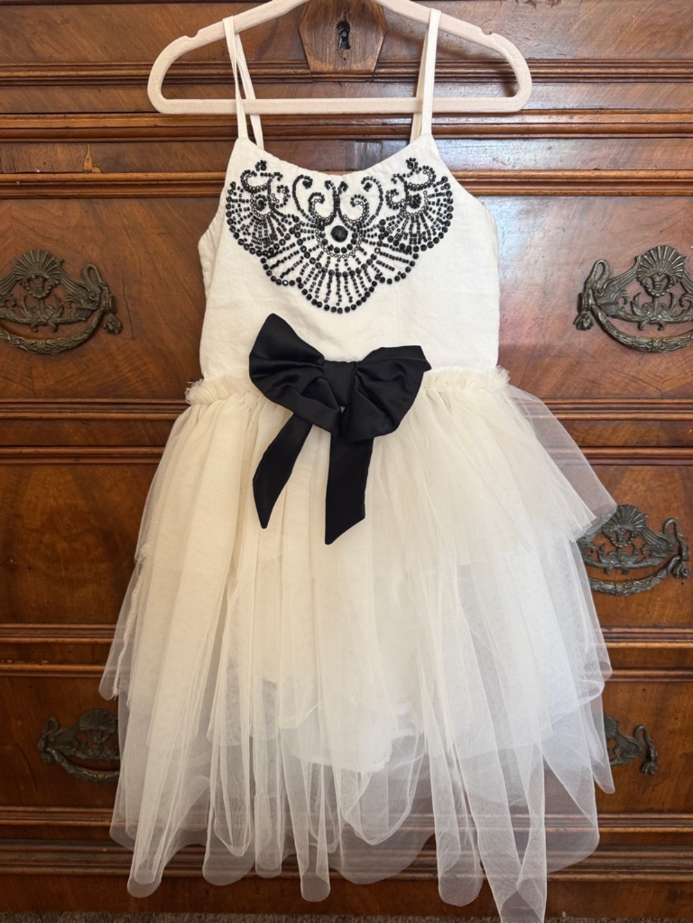 Elegant Cream and Black Kids Dress